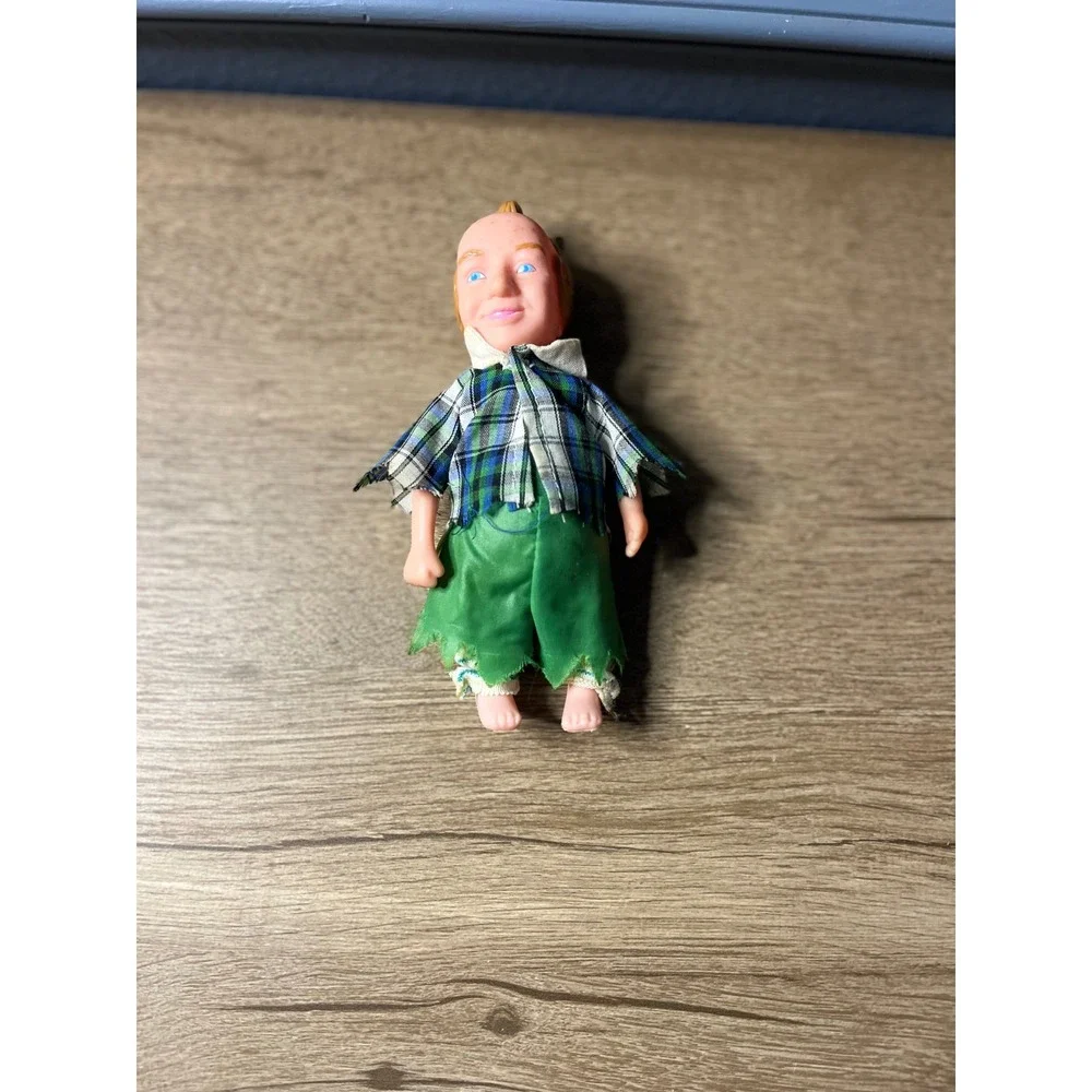Wizard of Oz Character Munchkin Doll Vintage‎ Button Eyes Plaid